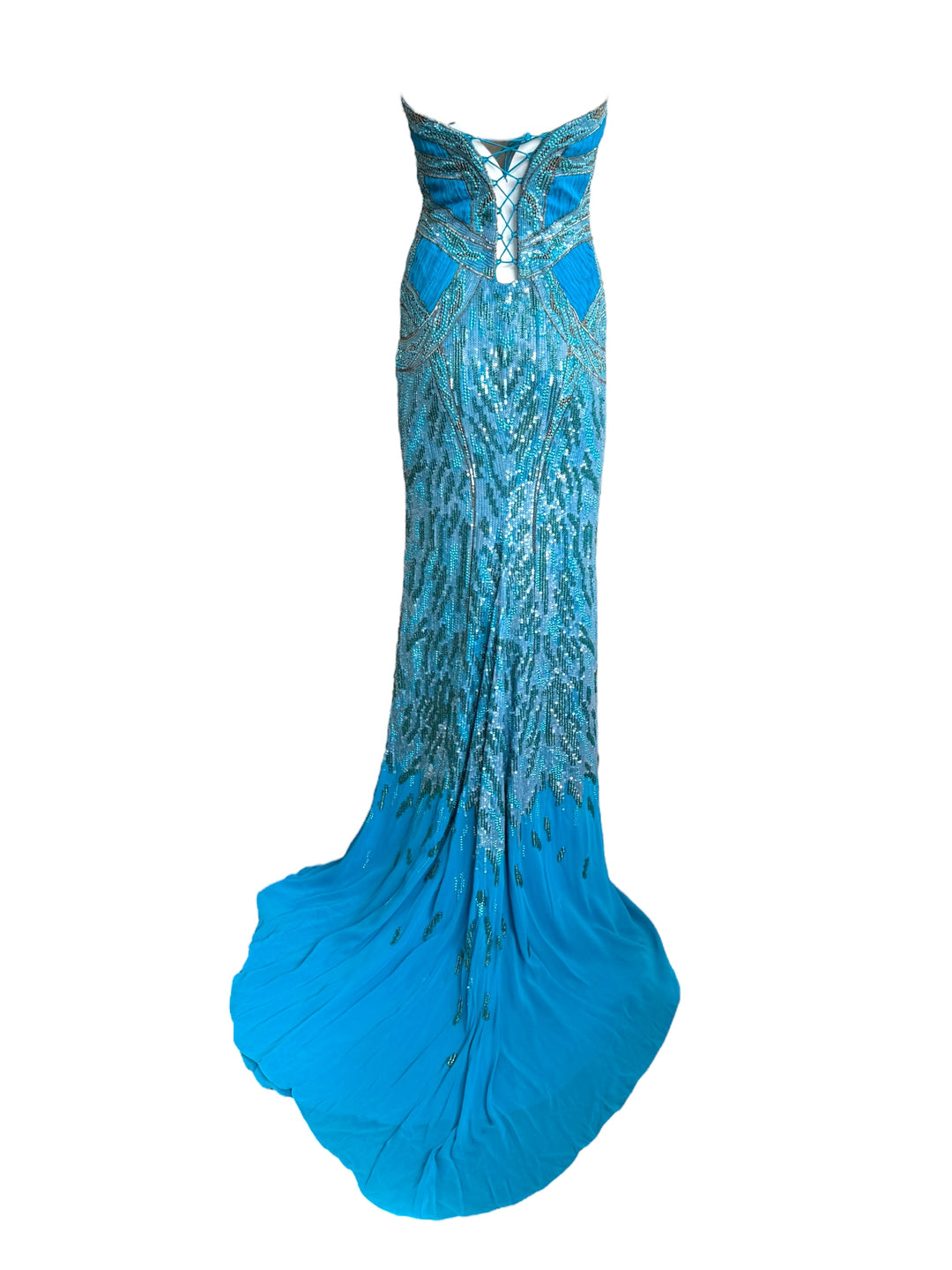 Roberto Cavalli 2012 Embellished Corset Lace Up Maxi Dress