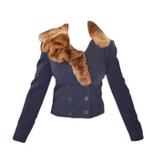 Christian Dior Wool Double-Breasted Jacket with Chinchilla Fur Trim