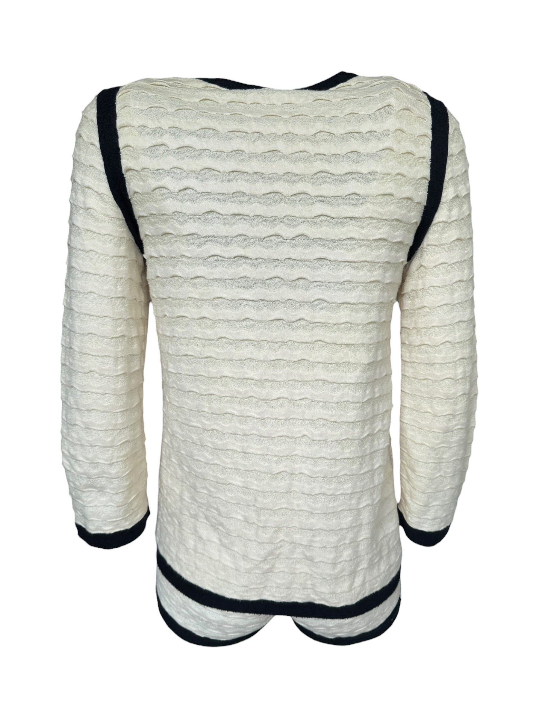Chanel 12C White & Navy Jacquard Knit Set