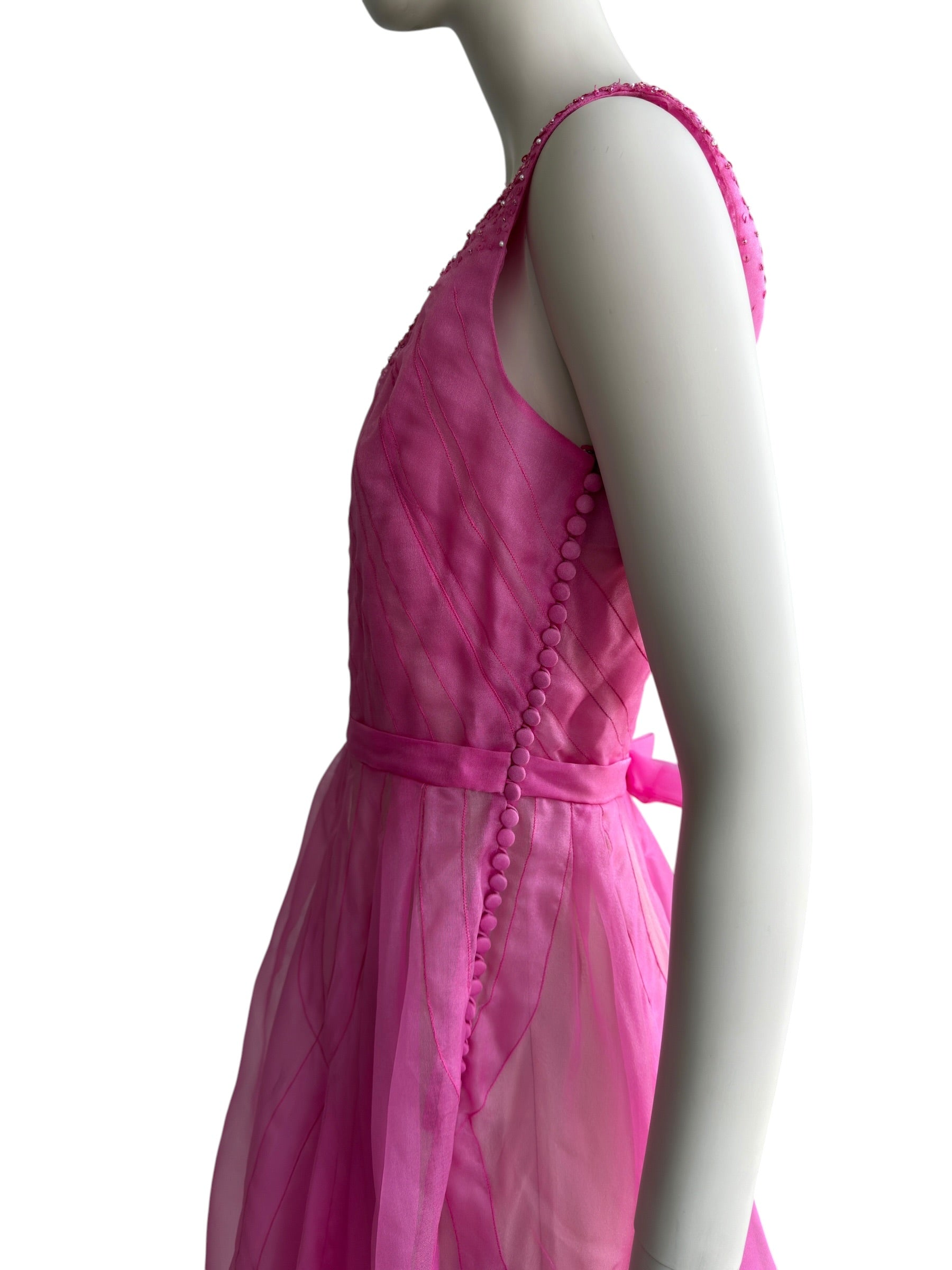 Christian Dior Pink Silk Beaded Mini Dress