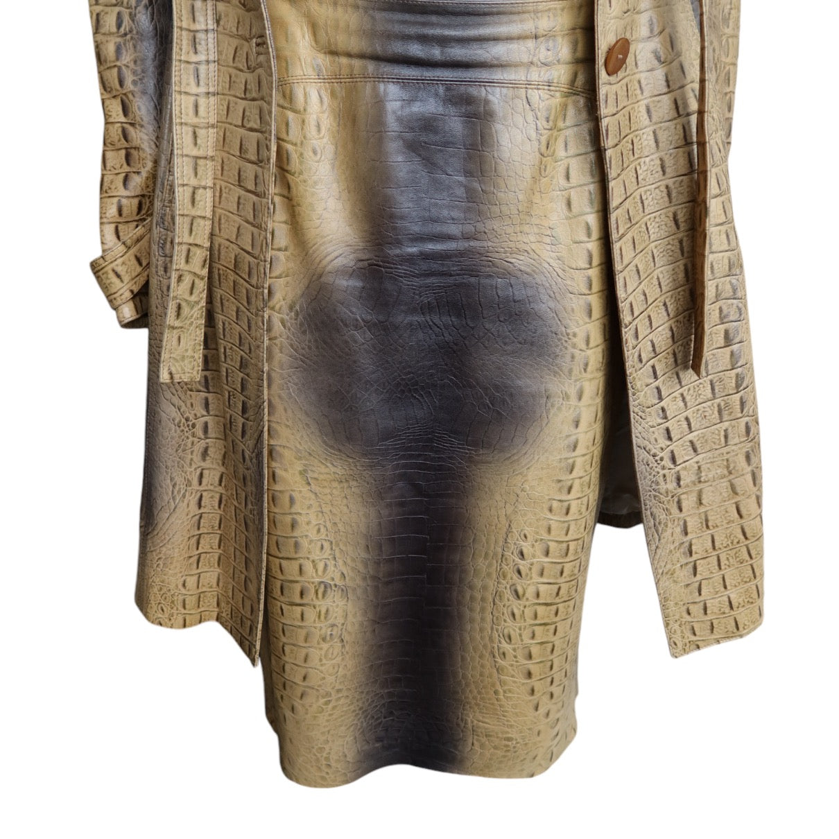 Roberto Cavalli F/W 2000 Croc Leather Trenchcoat And Skirt