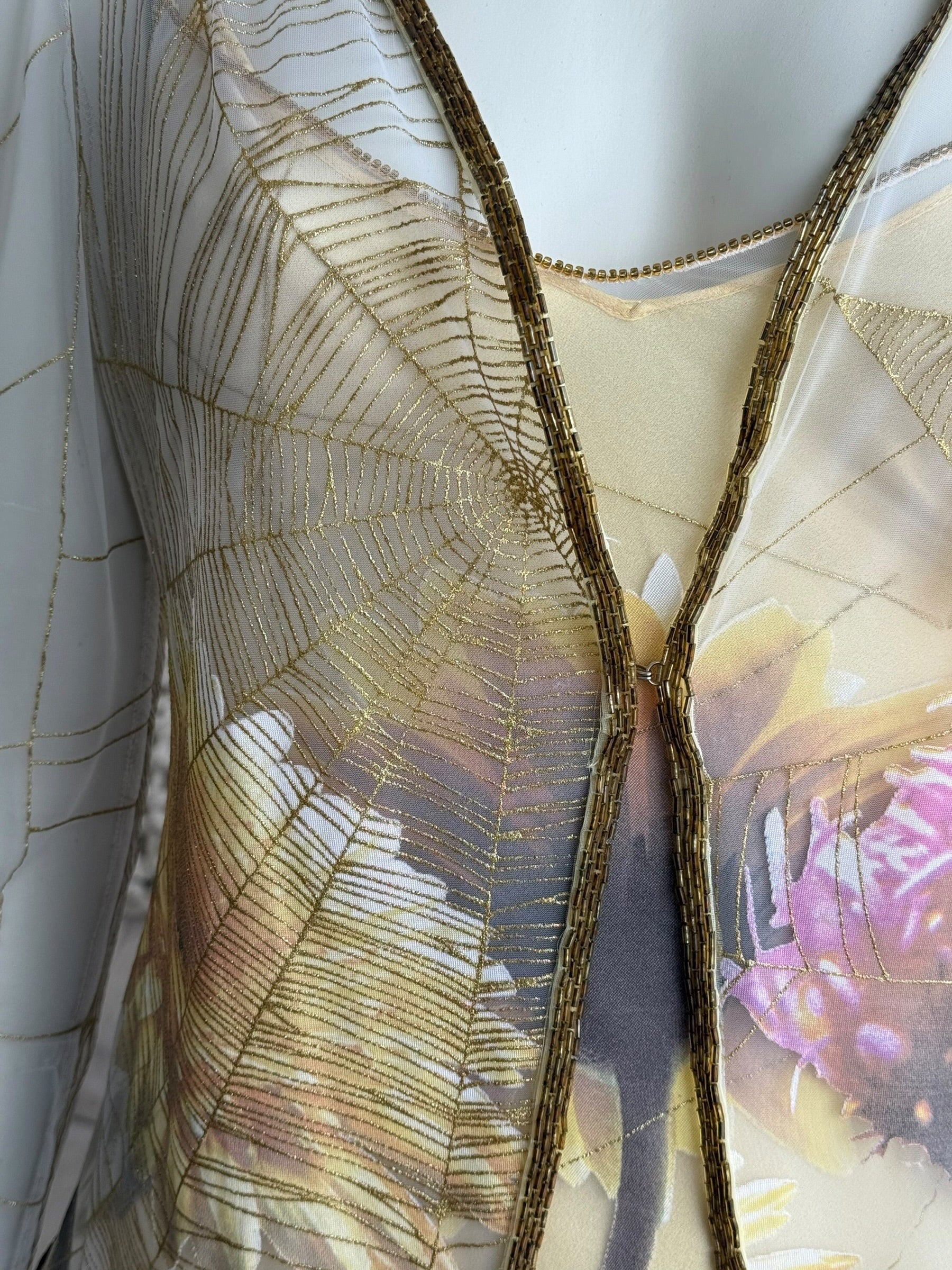 Roberto Cavalli S/S 1999 Spider Web and Daisy Print Sheer Dress Set