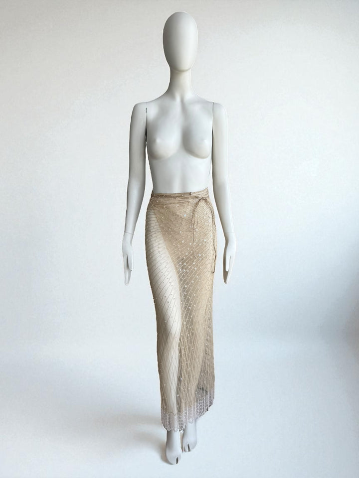 Roberto Cavalli S/S 2000 Beaded Embellished Wrap Skirt