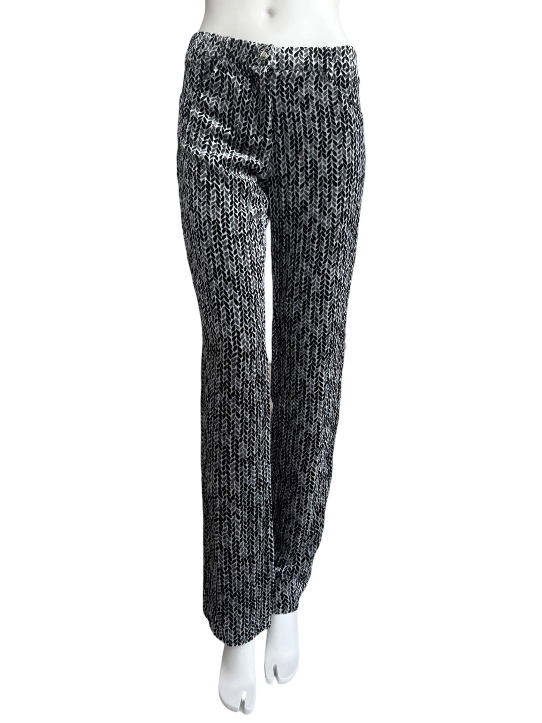 Chanel Fall 2004 Black & White Velvet Pattern Trousers