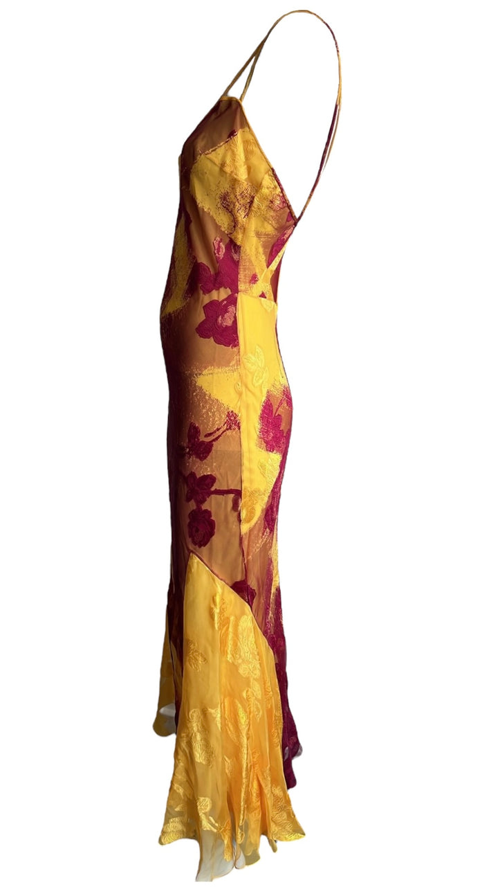 Christian Dior Spring 2001 Gold Sheer Silk Dress by John Galliano