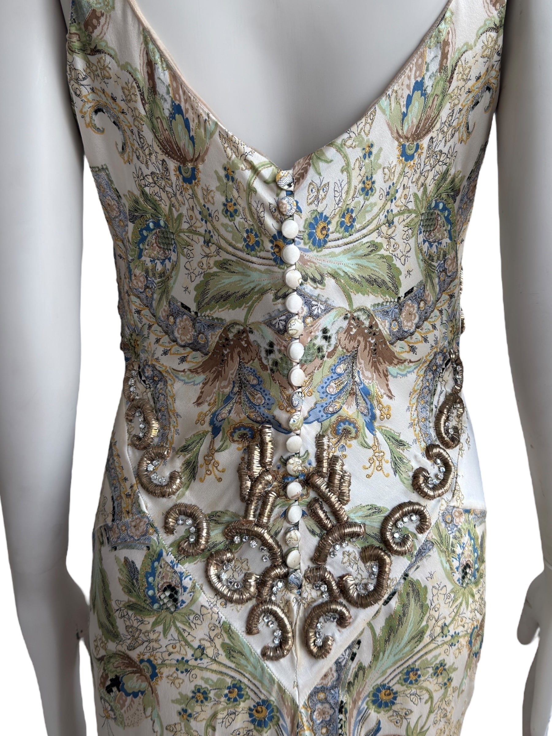 Roberto Cavalli 2004 Crystal-Embellished Silk Gown