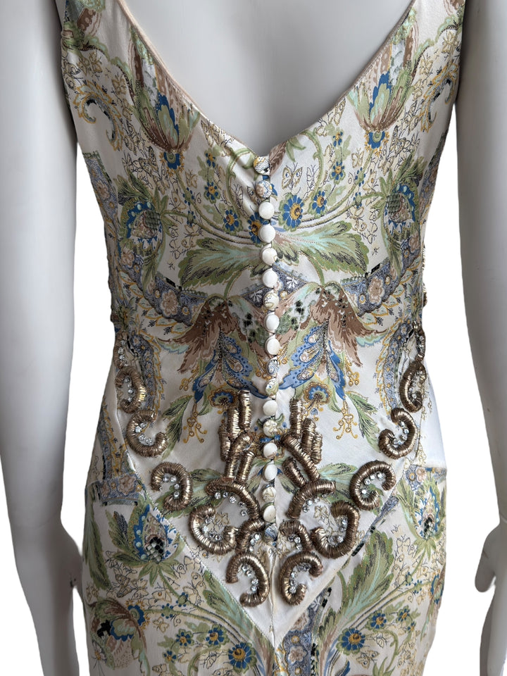 Roberto Cavalli 2004 Crystal-Embellished Silk Gown
