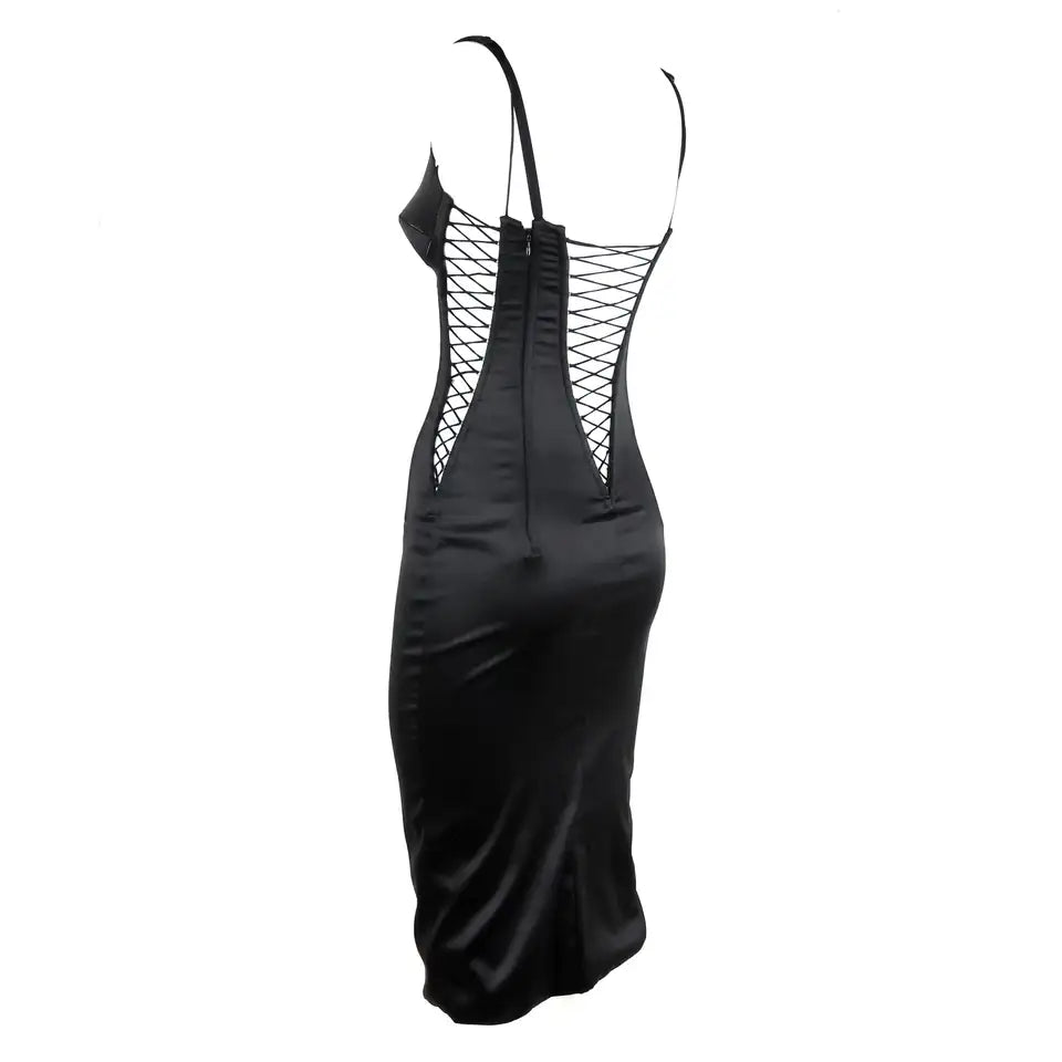 Dolce & Gabbana F/W 2003 Plunging Corset Lace Up Mini Dress