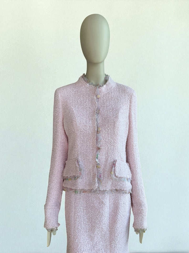 Chanel Resort 04C Pink Tweed Skirt Suit