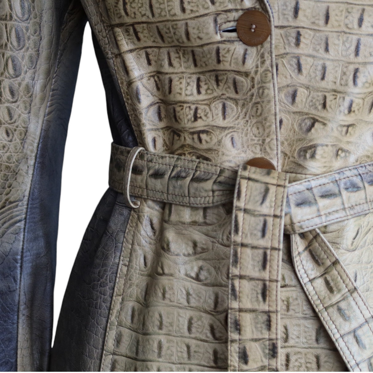 Roberto Cavalli F/W 2000 Croc Leather Trenchcoat And Skirt
