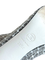 Chanel Mesh Quilted Peep Toe Ruffle Lace Trim Heels