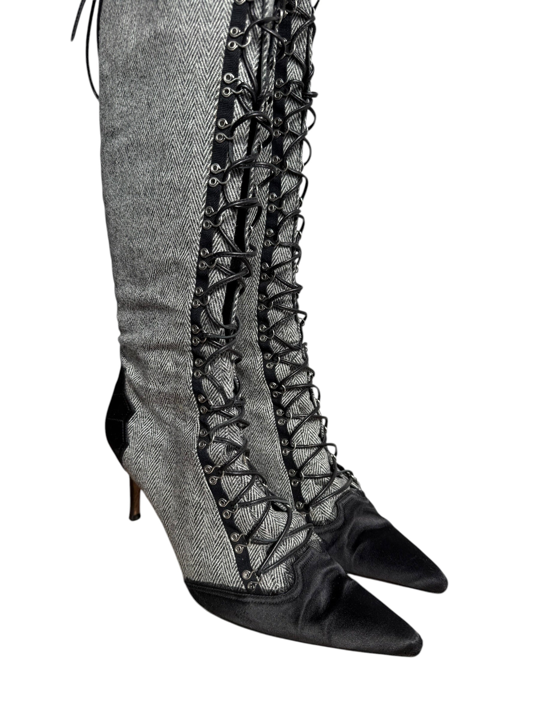 John Galliano 2000’s Lace-Up Knee-High Boots