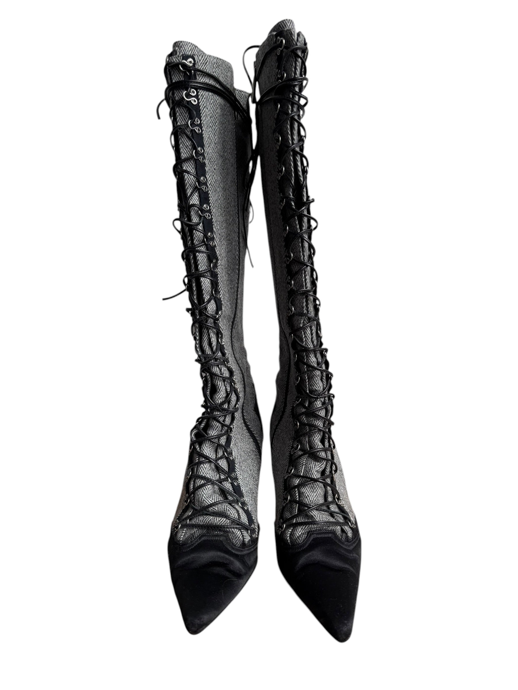 John Galliano 2000’s Lace-Up Knee-High Boots