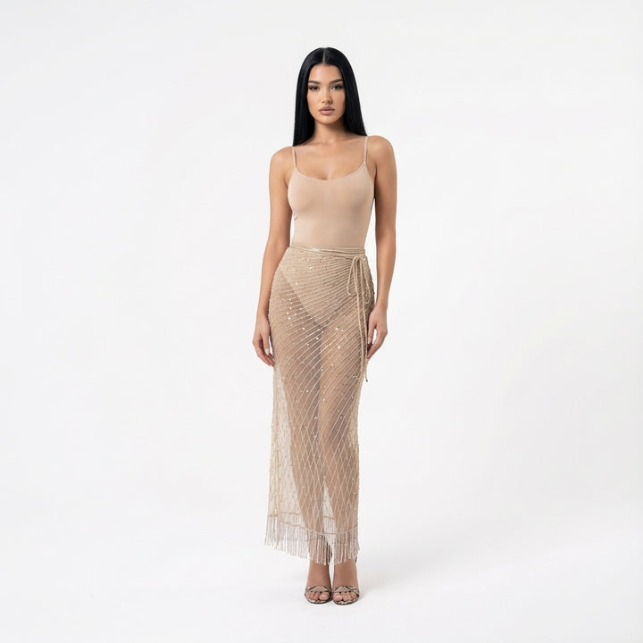 Roberto Cavalli S/S 2000 Beaded Embellished Wrap Skirt