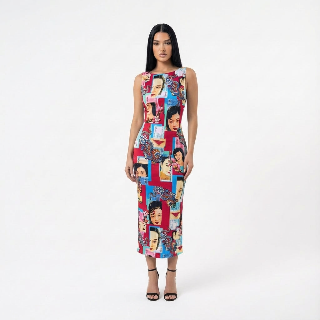 D&G S/S 2001 Asian Faces Dress