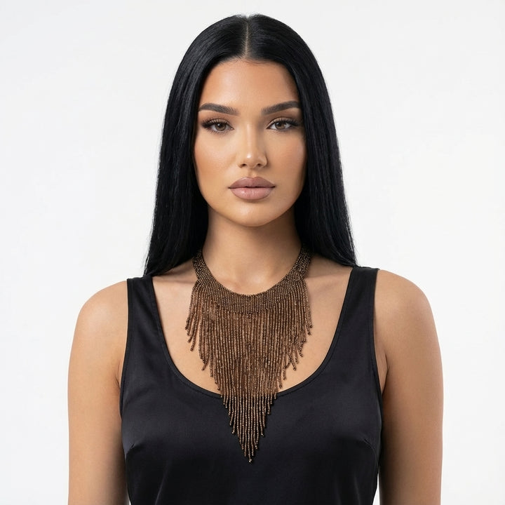 Christian Dior 1997 Masai Beads Crystal Bronze Necklace