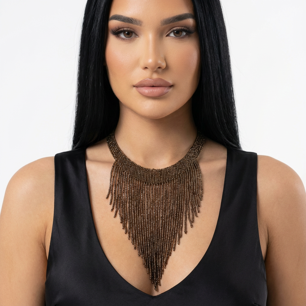 Christian Dior 1997 Masai Beads Crystal Bronze Necklace