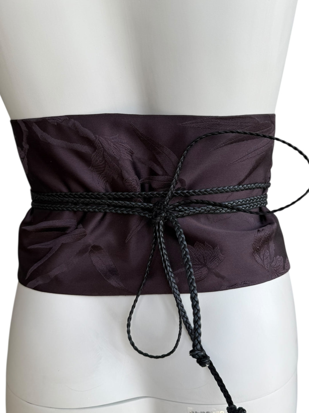 Gucci F/W 2002 Tom Ford Burgundy Floral Silk Leather Braided Wrap