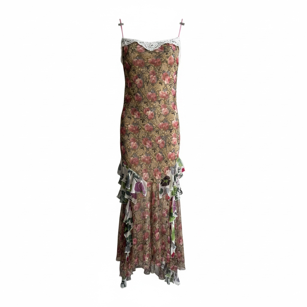 Christian Dior F/W 2001 Floral Silk Dress