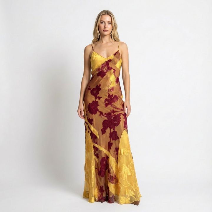 Christian Dior Spring 2001 Gold Sheer Silk Dress by John Galliano