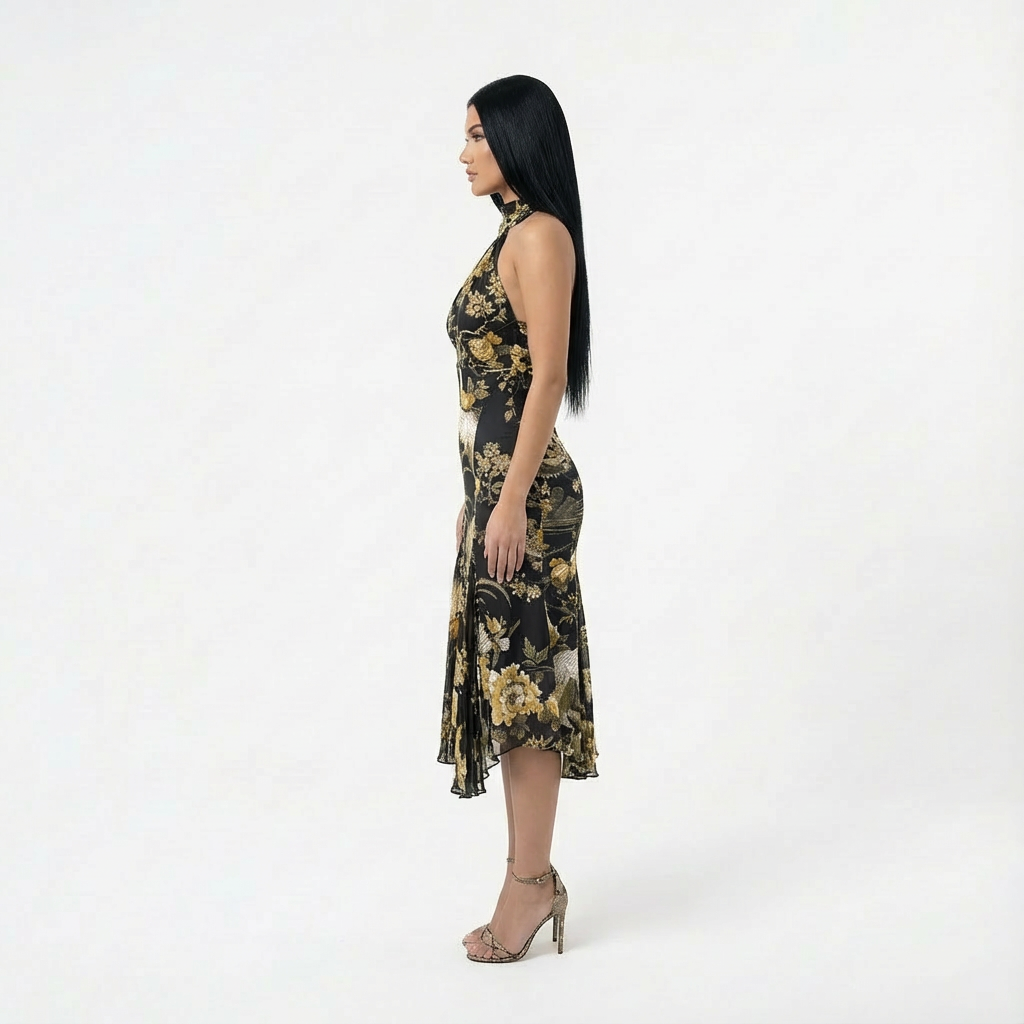 Roberto Cavalli F/W 2006 Floral Print Midi Dress
