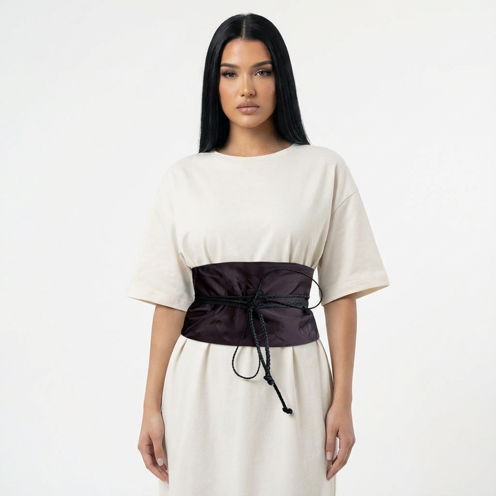 Gucci F/W 2002 Tom Ford Burgundy Floral Silk Leather Braided Wrap