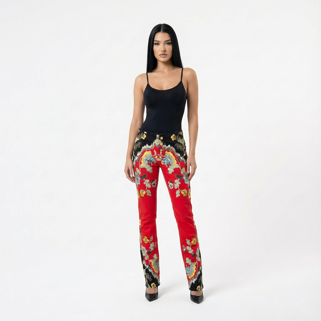 Roberto Cavalli S/S 2003 Cheongsam Jeans