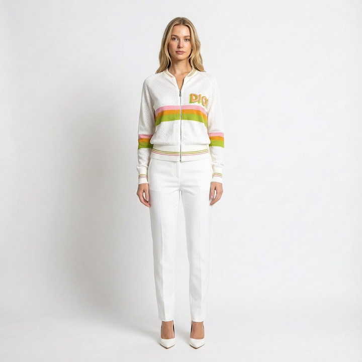 Christian Dior White Mesh Logo Jacket